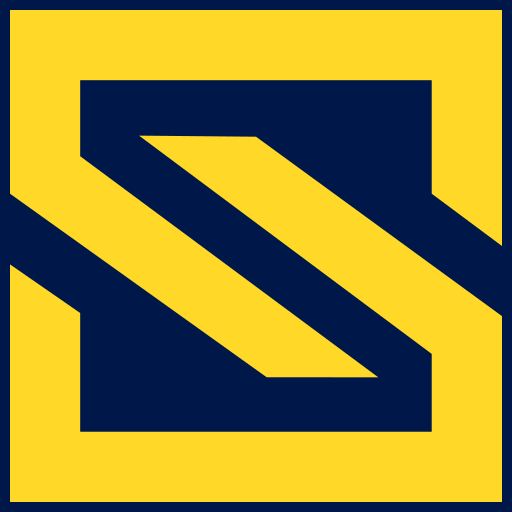 Sim's Golf icon in blue and yellow